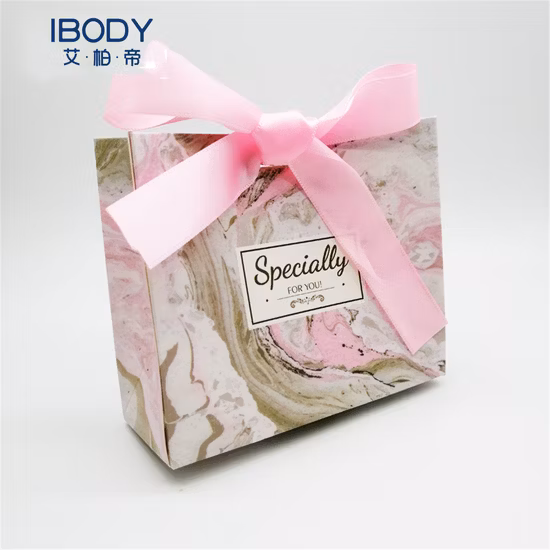 Bolso de compras cosmético de encargo de la venta al por mayor del fabricante de la impresión en offset de la bolsa de papel de Kraft de la cartulina rosada